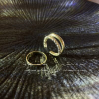 [銅]金屬復古兩件套戒指 - HSLJ545金, 均码