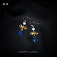 [925銀針]藍色設計珍珠耳環 - B-349