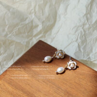 [925銀針]淡水珍珠復古耳環 - 1866白色