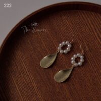 [耳鉤]溫柔珍珠橢圓耳環 - 222