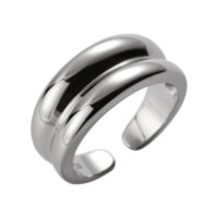 [925純銀]精致雙層弧形戒指 - 银色, 925银
