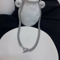 [鈦鋼]小眾設計項圈鎖骨鏈 - 02-G6 钛钢蛇链 银色 B款