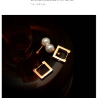 [316L鈦鋼]高級感珍珠耳環一飾三戴 - 玫瑰金耳环三种佩戴法（一对）