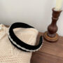 法式復古絲絨珍珠髪箍 - 丝绒珍珠发箍