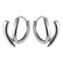 [925純銀]不對稱V型耳環 - 银色, 925银