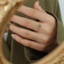 [316L鈦鋼]鋯石鑲嵌可抽拉戒指 - A276 金色绿锆石手指链, 抽拉可调节