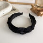 法式麻花緞面頭箍 - A 黑色