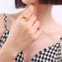 [316L鈦鋼]大小鋼珠開口戒指 - A101 金色个性钢珠戒指, 开口可调节