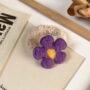 彩色羊羔毛花朵髪圈 - F 紫色花朵