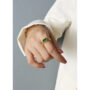 [316L鈦鋼]鏈條黑方鉆切面戒指 - 金色绿锆石戒指开口不可调节, 7号