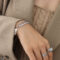 [316L鈦鋼]歐美仿珍珠鋯石手鏈 - 仿珍珠锆石双层钢色手链