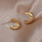 [蚊香盤]銅--簡約金屬圓圈耳環 - 有耳洞。银针。金色B501