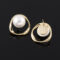 [蚊香盤]銅--法式珍珠幾何耳環 - 有耳洞。银针。B415