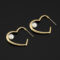 [蚊香盤]銅--金屬心形珍珠蚊香盤耳夾 - 有耳洞。银针。F605