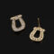 [蚊香盤]銅--馬蹄形一體式微鑲鋯石耳環 - 有耳洞。银针。F303
