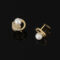 [蚊香盤]銅--幾何形珍珠通勤耳釘 - 无耳洞。一体式蚊香盘耳夹。金色。F205
