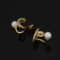 [蚊香盤]銅--設計感珍珠甜美耳環 - 无耳洞。蚊香盘耳夹。G608