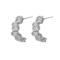 [蚊香盤]銅--簡約方形鋯石耳環 - 有耳洞。银针。银色