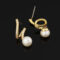 [蚊香盤]銅--珍珠鋯石曲線耳環 - 有耳洞。银针。F311