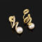 [蚊香盤]銅--珍珠鋯石曲線耳環 - 无耳洞。蚊香盘耳夹。F312