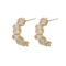[蚊香盤]銅--簡約方形鋯石耳環 - 有耳洞。银针。金色C213