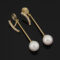 [蚊香盤]銅--長款珍珠垂墜式耳環 - 无耳洞。一体式耳夹。G604