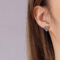 [316L鈦鋼]可愛桃心珠珠項鏈耳釘 - F320 钢色耳钉一对
