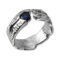 [925純銀]藍寶石肌理紋路戒指 - 蓝色