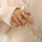 [316L鈦鋼]法式綠鋯石鑲嵌戒指 - A323-钢色戒指, 6号