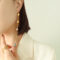 [316L鈦鋼]幾何型珍珠拼接耳環 - F593-金色耳环