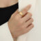 [316L鈦鋼]幾何簡約多層開口戒指 - A231 金色戒指（开口不可调节）, 6号