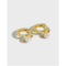 [925純銀]迷你微鑲氣質貝珠耳扣 - 18K金色, 925银