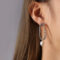 [316L鈦鋼]珍珠米珠鏈雙層流蘇耳環 - 钢色双层耳环一对