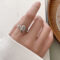 [鍍銀]設計高級感愛心戒指 - 659 方形（7号开）, 开口可调节