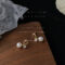 [925銀針]交叉珍珠鋯甜美耳環 - 1792