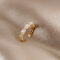 [銅]小眾設計珍珠鋯石戒指 - J257金, 开口可调节