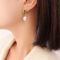 [316L鈦鋼]法式鋯石鑲嵌珍珠耳環 - F372-金色祖母绿耳环一对