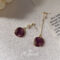 [925銀針]珍珠滴釉紫色耳環 - A-280