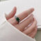 [鍍銀]復古設計鋯石戒指 - 655 绿色（7号开）, 开口可调节
