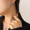 [316L鈦鋼]松石貓眼石項鏈耳環P254-F638 - F638-钢色绿松石耳环