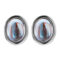 [925純銀]設計雙面橢圓形耳扣 - 蓝色, 925银