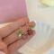 [925銀針]簡約草莓晶珍珠耳環 - 螺丝耳夹款