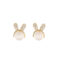 [蚊香盤]銅-小兔子貓眼石耳環 - 有耳洞。银针