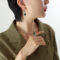 [316L鈦鋼]拉環綠鋯石項鏈 - F011-钢色耳环