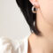 [316鈦鋼]白綠鋯石鑲嵌C形耳環F099 - F099-钢色白锆石耳环