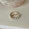 [925純銀]小眾設計珍珠戒指 - 链条珍珠戒指-黄金色, 开口可调节