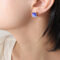 [316鈦鋼]貓眼石三色耳環F097 - F097-蓝色钢色耳环