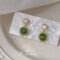 [925銀針]撞色鋯石綠色耳環 - C-974绿色