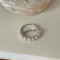 [925純銀]小眾設計珍珠戒指 - 链条珍珠戒指-白金色, 开口可调节
