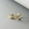 [925純銀]交叉鑲嵌X耳環YC6612E - 镶钻耳扣-黄金色, 925银